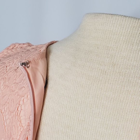 Peach Pink Sharagano Lace Midi Dress - Sz 6 (NWT) - Picture 14 of 15